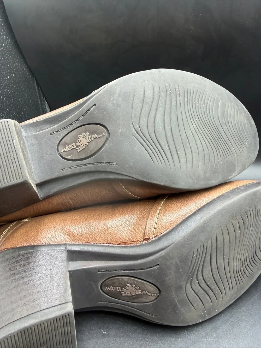 Women's Brown Leather Buckle Low Heel Shoes